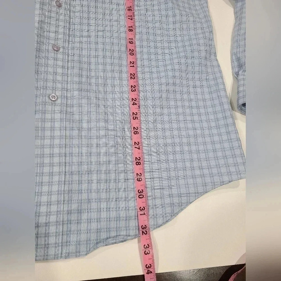 NWT Joseph & Feiss Large Cotton 80's 2 Ply Non Iron Button Up Checkered Blue - Picture 5 of 8